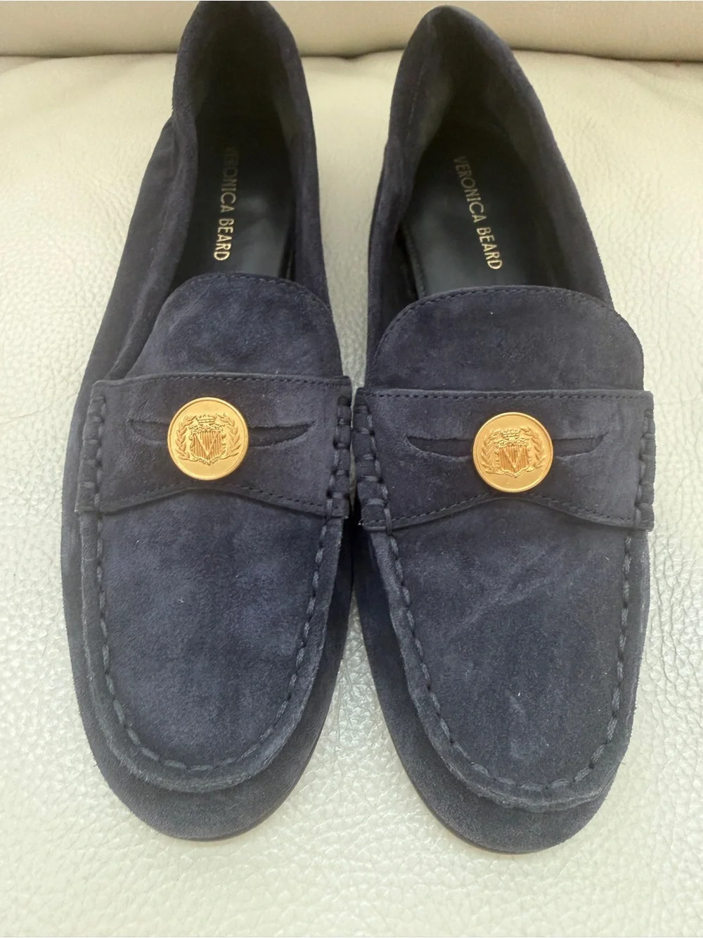 Veronica Beard woman’s Penny  Navy Suede Penny Loafers